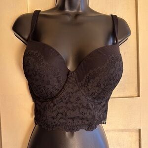 Victoria Secret Body By Victoria Lined Demi Bust Double Bra Size36DDD BLACK lace